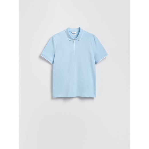Reserved - Koszulka polo z merceryzowaną bawełną - jasnoniebieski ze sklepu Reserved w kategorii T-shirty męskie - zdjęcie 184820428