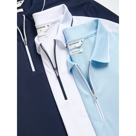 Reserved - Koszulka polo z merceryzowaną bawełną - jasnoniebieski Reserved XXL Reserved