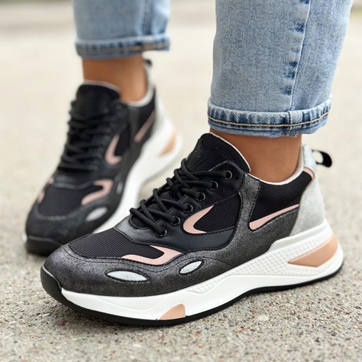 Czarne sneakersy półbuty damskie Vinceza 10728 Bk/pn ze sklepu suzana.pl w kategorii Buty sportowe damskie - zdjęcie 184821276