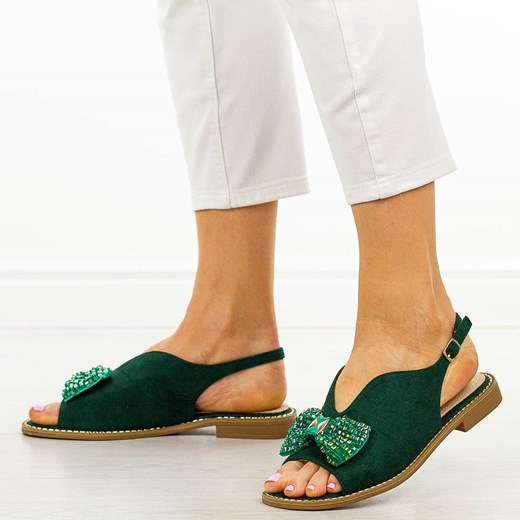 Zielone płaskie sandały damskie S.Barski 014 ze sklepu suzana.pl w kategorii Sandały damskie - zdjęcie 184822515