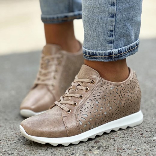 Beżowe botki damskie sneakersy Jezzi Asa170-3 ze sklepu suzana.pl w kategorii Półbuty damskie - zdjęcie 184823108