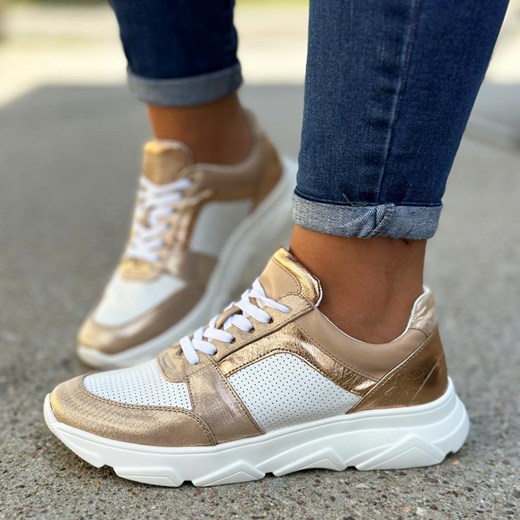 Złote sneakersy damskie M.Daszyński 2061-1 ze sklepu suzana.pl w kategorii Buty sportowe damskie - zdjęcie 184825458