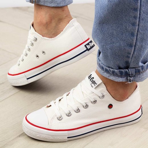 Białe tekstylne trampki damskie Lee Cooper 0875l ze sklepu suzana.pl w kategorii Trampki damskie - zdjęcie 184828976