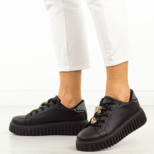 Czarne sneakersy damskie Jezzi News 4756 ze sklepu suzana.pl w kategorii Półbuty damskie - zdjęcie 184829555