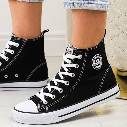 Czarne trampki damskie American Club 9120 Lh70 ze sklepu suzana.pl w kategorii Trampki damskie - zdjęcie 184830555