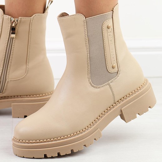 Beżowe zimowe botki damskie na traperze La.Fi 004ta-pu ze sklepu suzana.pl w kategorii Workery damskie - zdjęcie 184837579