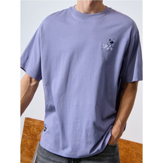 Sinsay - Koszulka z nadrukiem - fioletowy ze sklepu Sinsay w kategorii T-shirty męskie - zdjęcie 184839239
