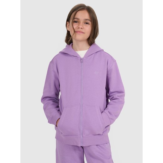 Dziewczęca bluza dresowa rozpinana z kapturem 4F 4FJRAW25TSWSF2466 - fioletowa ze sklepu Sportstylestory.com w kategorii Bluzy dziewczęce - zdjęcie 184839509