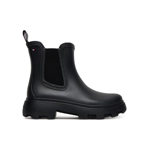 Kalosze Tommy Hilfiger Rubber Flag Cleated FW0FW08637 Czarny ze sklepu eobuwie.pl w kategorii Kalosze damskie - zdjęcie 184840169