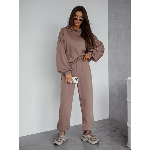 KOMPLET DRESOWY BLUZA Z KAPTUREM+ SPODNIE- CAPPUCCINO ze sklepu olika.com.pl w kategorii Dresy damskie - zdjęcie 184842429