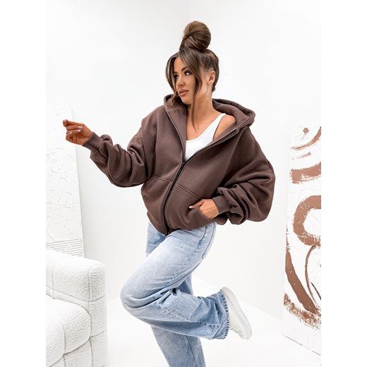 BLUZA Z KAPTUREM OVERSIZE- CZEKOLADOWA ze sklepu olika.com.pl w kategorii Bluzy damskie - zdjęcie 184842435