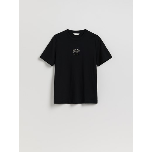 Reserved - T-shirt regular z haftem - czarny ze sklepu Reserved w kategorii T-shirty męskie - zdjęcie 184842737
