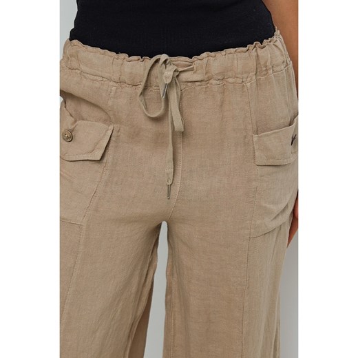 Le Monde du Lin Lniane spodnie w kolorze beżowym Le Monde Du Lin 40/42 okazja Limango Polska
