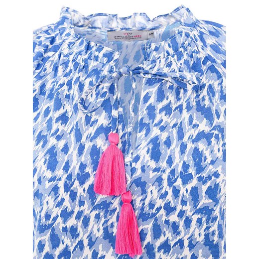 Zwillingsherz Bluzka "Colorful Leopard" w kolorze niebiesko-białym Zwillingsherz S/M Limango Polska wyprzedaż
