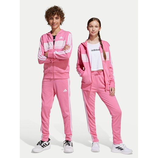 adidas Dres Seasonal Essentials Tiberio 3-Stripes French Terry JI6037 Różowy Regular Fit ze sklepu MODIVO w kategorii Dresy dziewczęce - zdjęcie 184844097