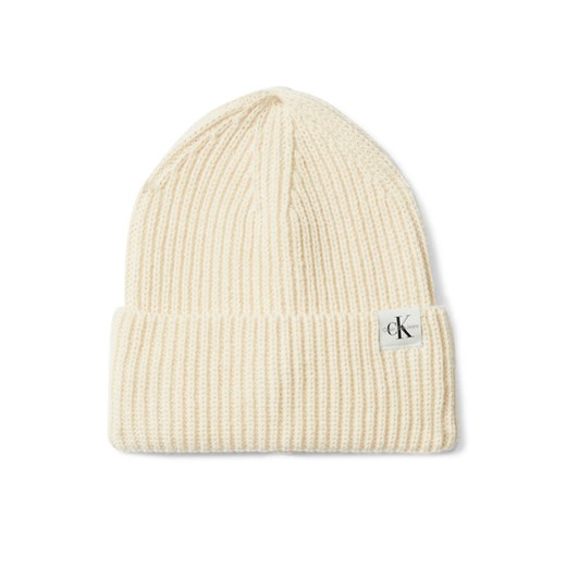 Calvin Klein Jeans Czapka Monogram Rib Beanie IU0IU00440 Écru ze sklepu MODIVO w kategorii Czapki dziecięce - zdjęcie 184844147