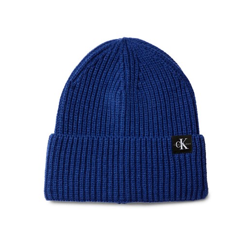 Czapka Calvin Klein Jeans Monogram Rib Beanie IU0IU00440 Niebieski ze sklepu eobuwie.pl w kategorii Czapki dziecięce - zdjęcie 184846268