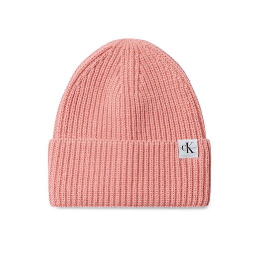 Czapka Calvin Klein Jeans Monogram Rib Beanie IU0IU00440 Różowy ze sklepu eobuwie.pl w kategorii Czapki dziecięce - zdjęcie 184846345