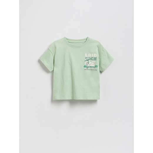 Reserved - Bawełniany t-shirt z nadrukiem - jasnozielony ze sklepu Reserved w kategorii T-shirty chłopięce - zdjęcie 184848258