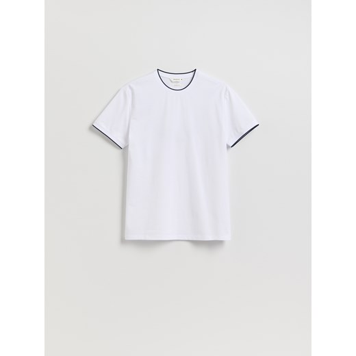 Reserved - T-shirt regular z merceryzowaną bawełną - biały ze sklepu Reserved w kategorii T-shirty męskie - zdjęcie 184848307