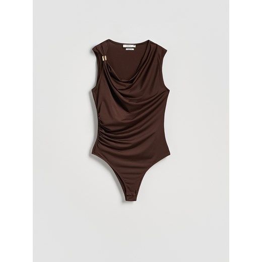 Reserved - Body z ozdobnym detalem - ciemnobrązowy Reserved XL Reserved