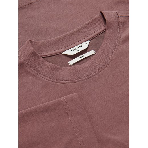 Reserved - Bawełniany t-shirt boxy - jasnofioletowy Reserved L Reserved