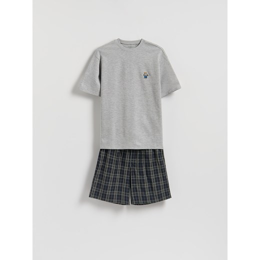 Reserved - Dwuczęściowa piżama z haftem - ciemnoszary ze sklepu Reserved w kategorii Piżamy męskie - zdjęcie 184848615
