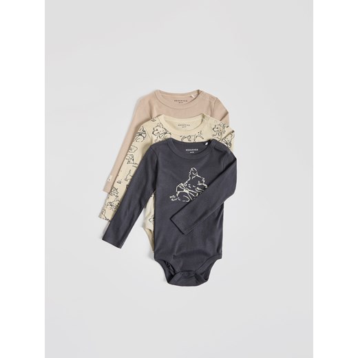 Reserved - Bawełniane body 3 pack - beżowy ze sklepu Reserved w kategorii Odzież dla niemowląt - zdjęcie 184848617