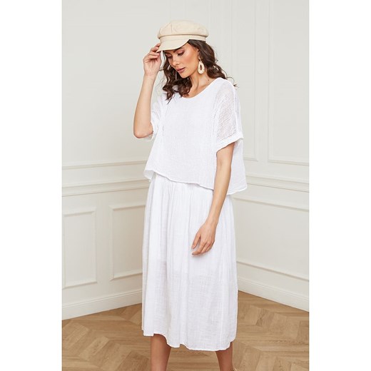Fleur de Lin Lniana sukienka "Equanone" w kolorze białym - id: 15483033 - marki Fleur De Lin - 184852276 Fleur de Lin Lniana sukienka "Equanone" w kolorze białym ze sklepu Limango Polska w kategorii Sukienki - zdjęcie 184852276