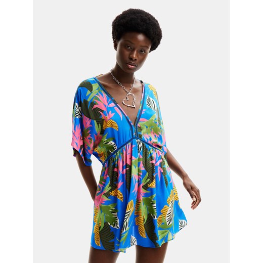 Desigual Sukienka plażowa Tropical Party 24SWMW23 Niebieski Loose Fit Desigual L MODIVO
