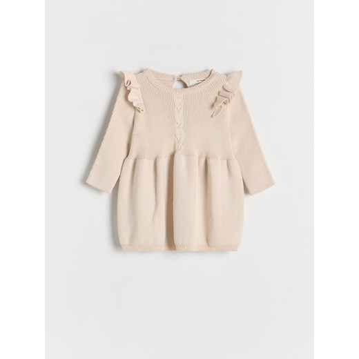 Reserved - Dzianinowa sukienka - złamana biel ze sklepu Reserved w kategorii Odzież dla niemowląt - zdjęcie 184854418