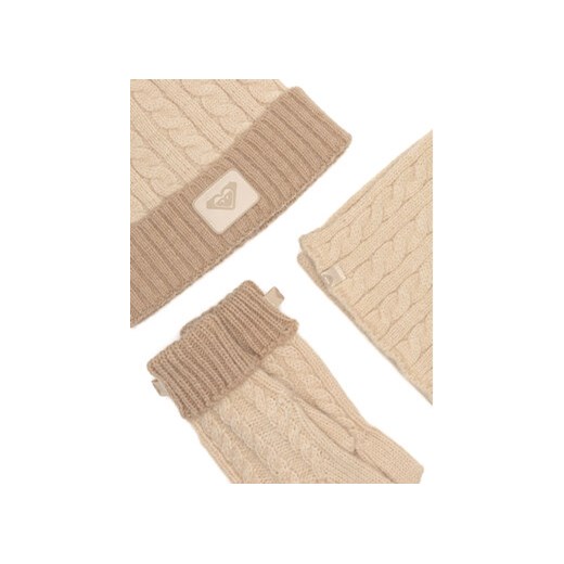 Zestaw czapka, szalik i rękawiczki Roxy RX-KF-001-AW24 Beżowy NOSIZE eobuwie.pl