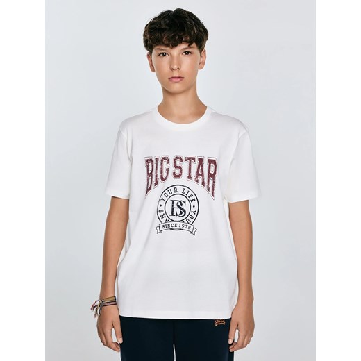 Koszulka chłopięca z nadrukiem biała Mauter 100 ze sklepu Big Star w kategorii T-shirty chłopięce - zdjęcie 184856728