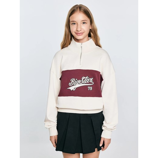 Bluza dziewczęca z krótkim zamkiem kremowa Rossalia 103 ze sklepu Big Star w kategorii Bluzy dziewczęce - zdjęcie 184856745