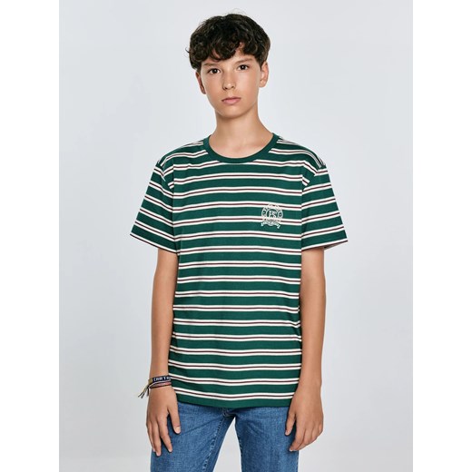 Koszulka chłopięca w paski zielona Sewer 304 ze sklepu Big Star w kategorii T-shirty chłopięce - zdjęcie 184856765