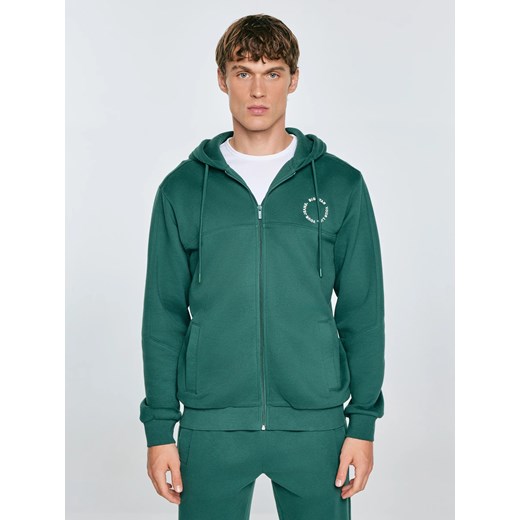 Bluza męska rozpinana z kapturem zielona Ajron 304 ze sklepu Big Star w kategorii Bluzy męskie - zdjęcie 184856789