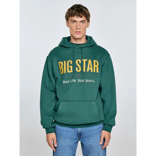Bluza męska z kapturem z logo BIG STAR zielona Ashlyno 304 ze sklepu Big Star w kategorii Bluzy męskie - zdjęcie 184856795