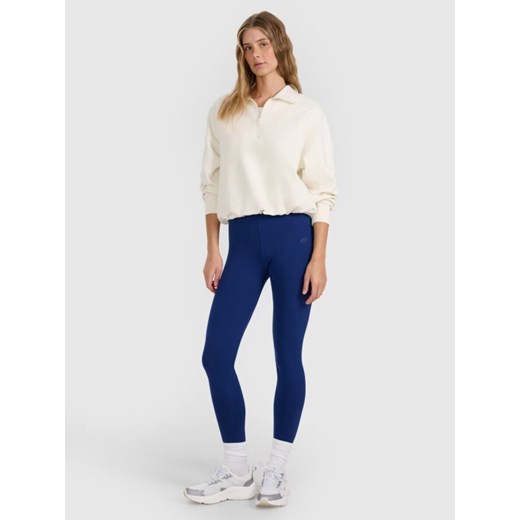Damskie legginsy dzianinowe 4F 4FWMM00TTIGF195 - granatowe ze sklepu Sportstylestory.com w kategorii Spodnie damskie - zdjęcie 184857206