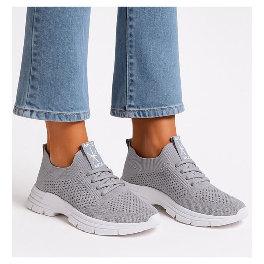 Szare wsuwane buty sportowe /G5-2 16136 T280/ ze sklepu Pantofelek24.pl w kategorii Buty sportowe damskie - zdjęcie 184859005