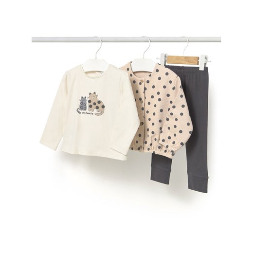 Mayoral Komplet bluza, bluzka i legginsy 2743 Beżowy Regular Fit ze sklepu MODIVO w kategorii Komplety niemowlęce - zdjęcie 184861039