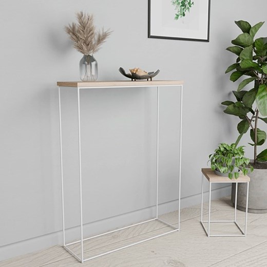 Konsola pod lustro dąb sonoma + biały - Krux 3X Elior One Size Edinos.pl