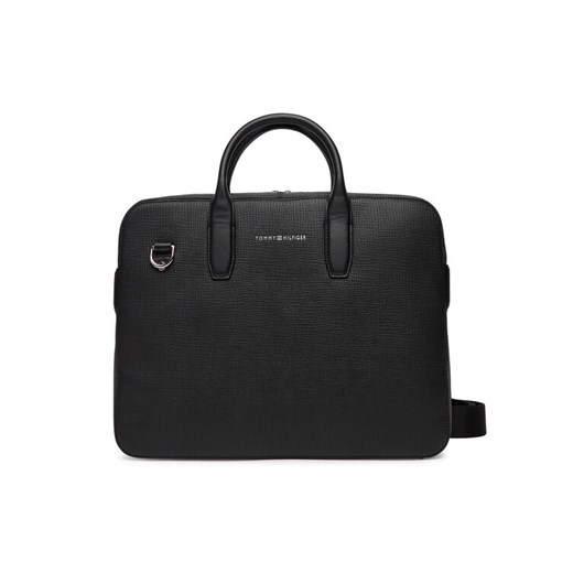 Torba na laptopa Tommy Hilfiger Th Business Leather Computer Bag AM0AM13642 Czarny ze sklepu eobuwie.pl w kategorii Torby na laptopa - zdjęcie 184863789