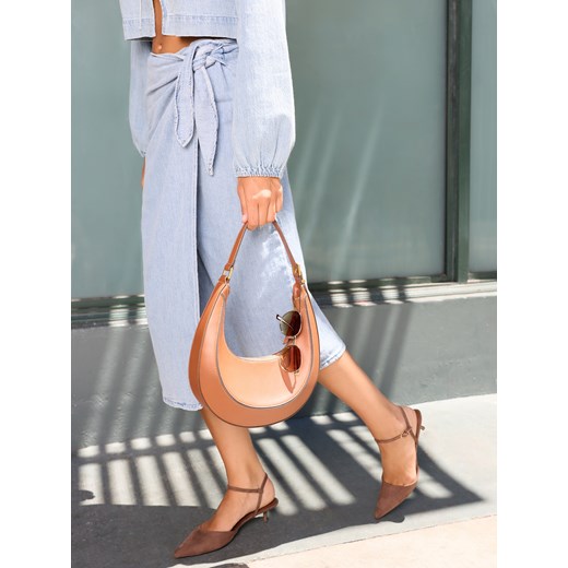 Reserved - Torebka hobo z przeszyciem - brązowy ze sklepu Reserved w kategorii Torebki hobo - zdjęcie 184873868