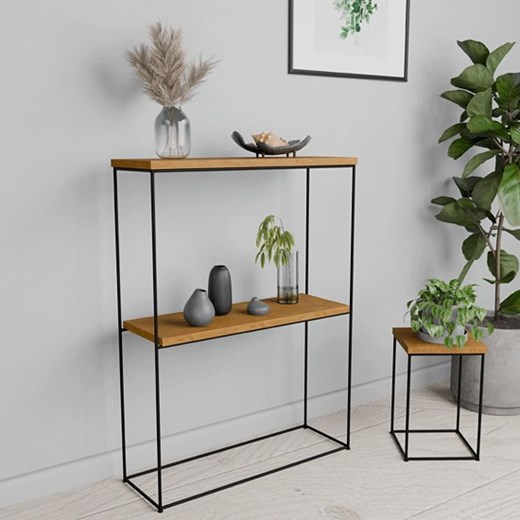 Minimalistyczna konsola dąb lancelot + czarny - Blox 4X Elior One Size Edinos.pl