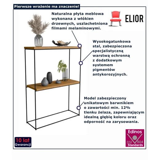 Minimalistyczna konsola dąb lancelot + czarny - Blox 4X Elior One Size Edinos.pl