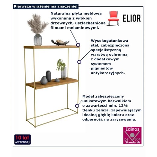 Klasyczna konsola pod lustro dąb lancelot + złoty - Blox 5X Elior One Size Edinos.pl
