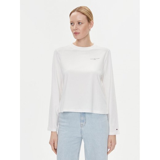 Tommy Hilfiger Bluzka Mini Corp Logo WW0WW39784 Écru Relaxed Fit ze sklepu MODIVO w kategorii Bluzki damskie - zdjęcie 184874697