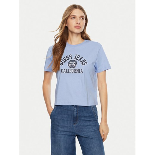 Guess Jeans T-Shirt W5RI43 K8HM0 Niebieski Regular Fit ze sklepu MODIVO w kategorii Bluzki damskie - zdjęcie 184875159