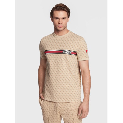 Guess T-Shirt Jamey Z2BI09 J1314 Beżowy Regular Fit ze sklepu MODIVO w kategorii T-shirty męskie - zdjęcie 184875237