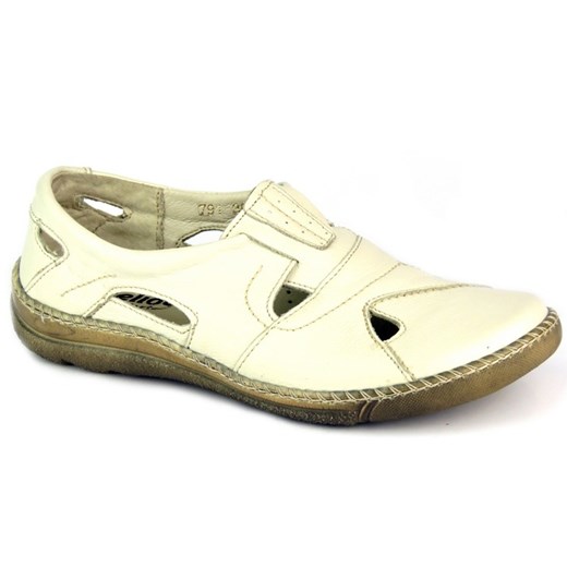 Skórzane półbuty damskie HELIOS 791, ecru ze sklepu ulubioneobuwie w kategorii Półbuty damskie - zdjęcie 184876566